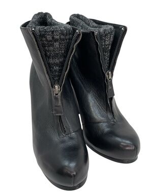 Dolce Vita Black Women's Leather Zip Front Ankle Boots Knit Lined Size 7.5